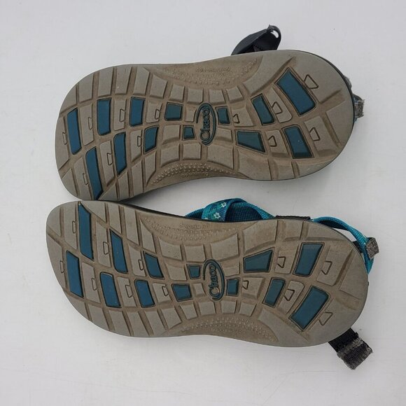 Chaco Sandals Shoes Blue Green Flower Girls Size 4 or Women's 5.5 to 6 - Picture 14 of 16